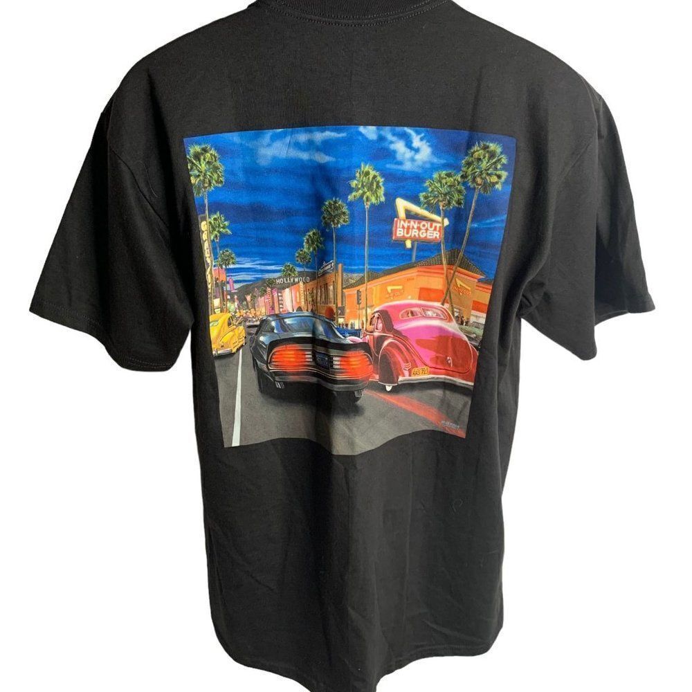In N Out Burger Crewneck T Shirt L Black Hot Rod Graphic Short Sleeve Nevada